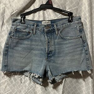 Agolde Distressed Blue Jean Shorts
